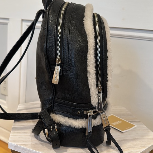 Michael Kors Rhea Pebbled Leather & Australian Shearling Multi Compart. Backpack - Picture 5 of 17
